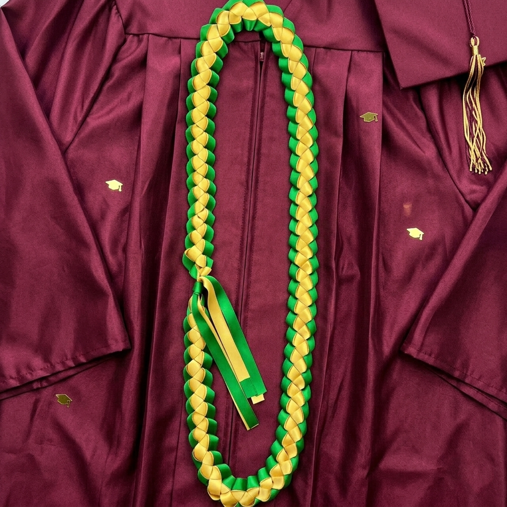 Green and Yellow Graduation Lei