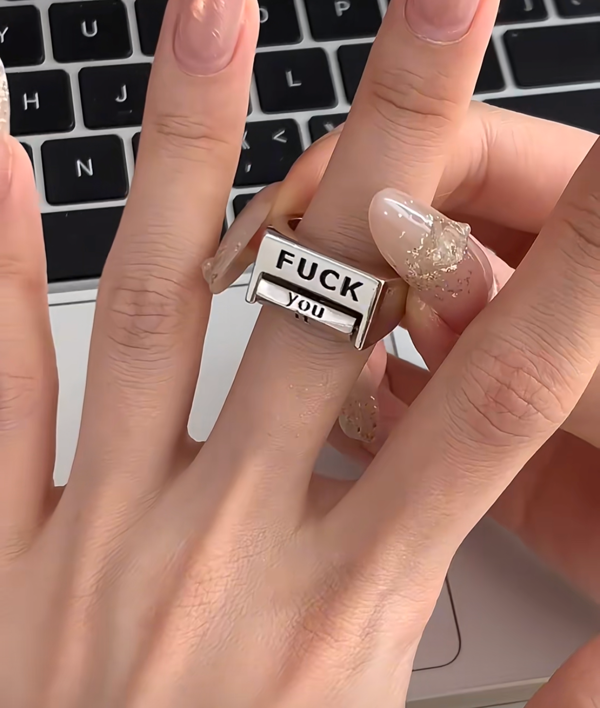 Against Everything RingsNiche DesignsPairing RingsLoveRotatableFuck EverythingAdjustable Mood Rings