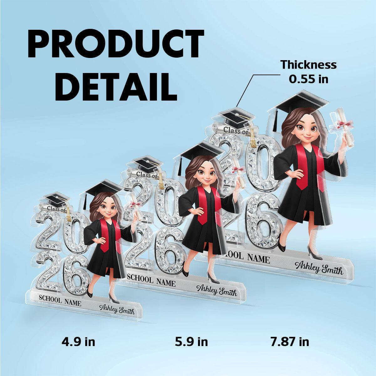 Custom Graduation Figure Doll Shiny Effect Class Of 2026 2027 Senior 2D Flat - Personalized Acrylic Block Plaque - Graduation Gift For Graduates, Daughter, Son