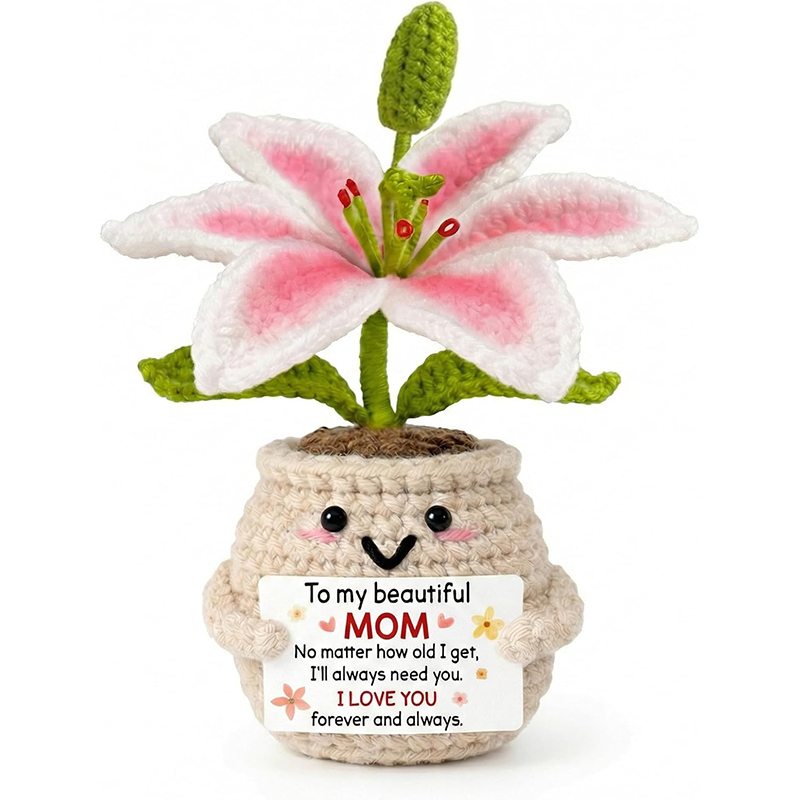 Gifts for Mom from Daughter Son - Cute Mothers Day, Birthday Gifts for Moms, Mother, Mama - 5.51'' x 4.13'' Mother's Day Knitted Positive Tulip Flowers Mom Crochet Doll