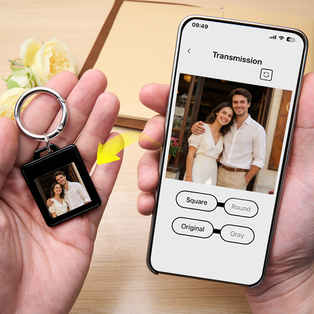 E-Ink Tag Colorful Screen Smart Tracker Keychain – Changeable Photo Display, Anti-Lost Locator with E-Ink Screen