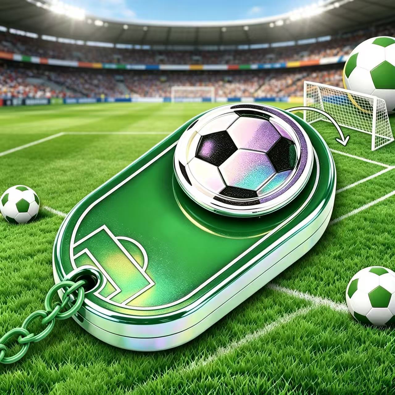 Fidget Football Keychain, Stress Relief Spinning Soccer Ball Keyring, Sensory Toy Party Favors for Kids and Adults