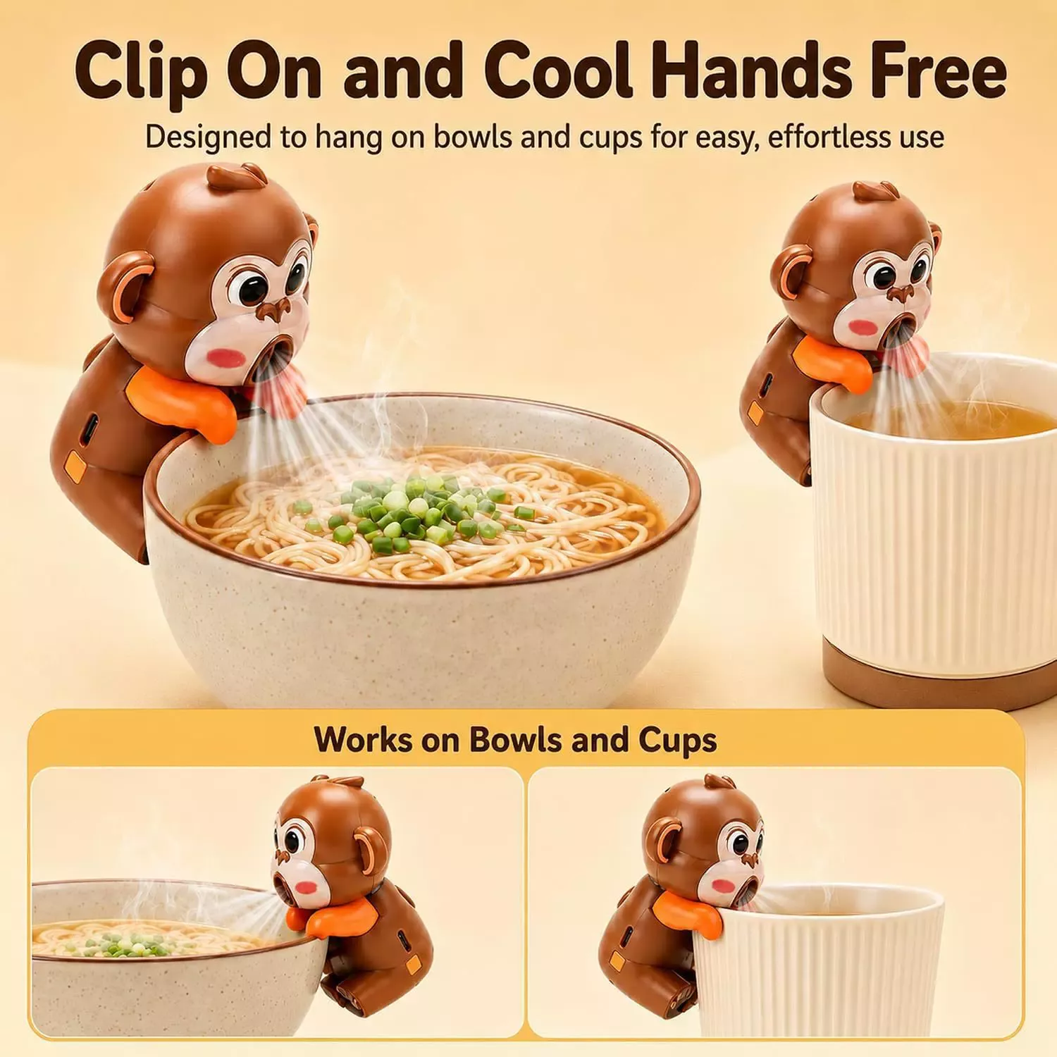Dinosaur Elephant Hanging Cup Fan Cup Bowl Soup Noodle Ramen Hot Drink Cooling Stickable Mini Three-speed Wind