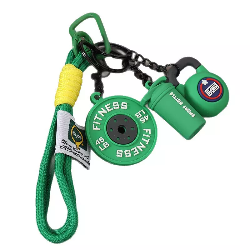 Creative mini fitness barbell key chain pendant couple car bag key chain sports small pendant wholesale