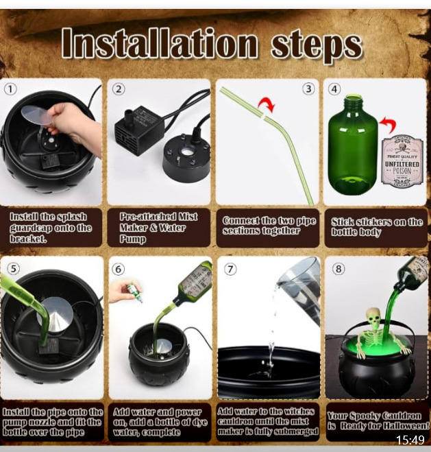 Halloween Decorations Indoor - Cauldron Decor with Skeleton Black Witches Cauldron Halloween Party Decoration for Home Table