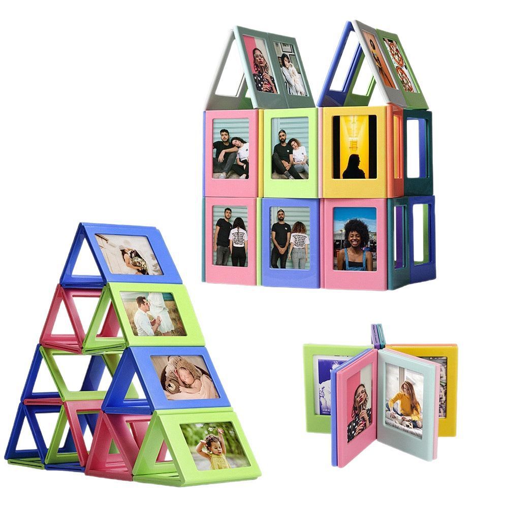 Personalized Colorful Magnetic Photo Frame Fridge Magnet for 3 Inch Mini Photo Picture Collage Frames for Fridge Metal Surfaces DIY Photo Frame Fridge Magnet