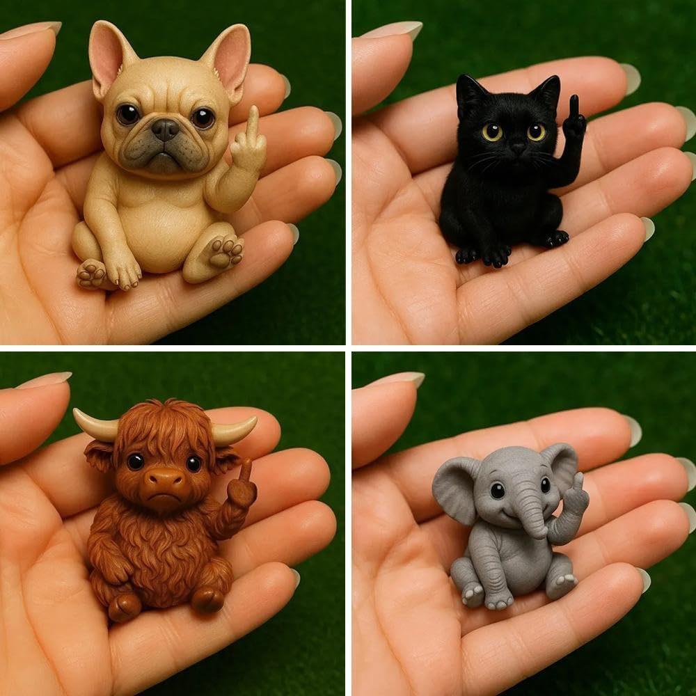 Mini Middle Finger Animal Statue Desk Decor Novelty Gift