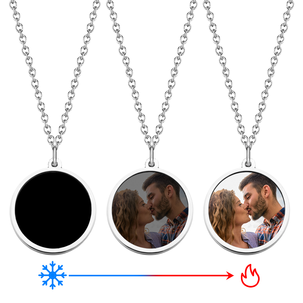 Personalised Photo Temperature-Sensitivel Color-Changing Heart Necklace Photo Gift Necklace for Lover - SantaSocks