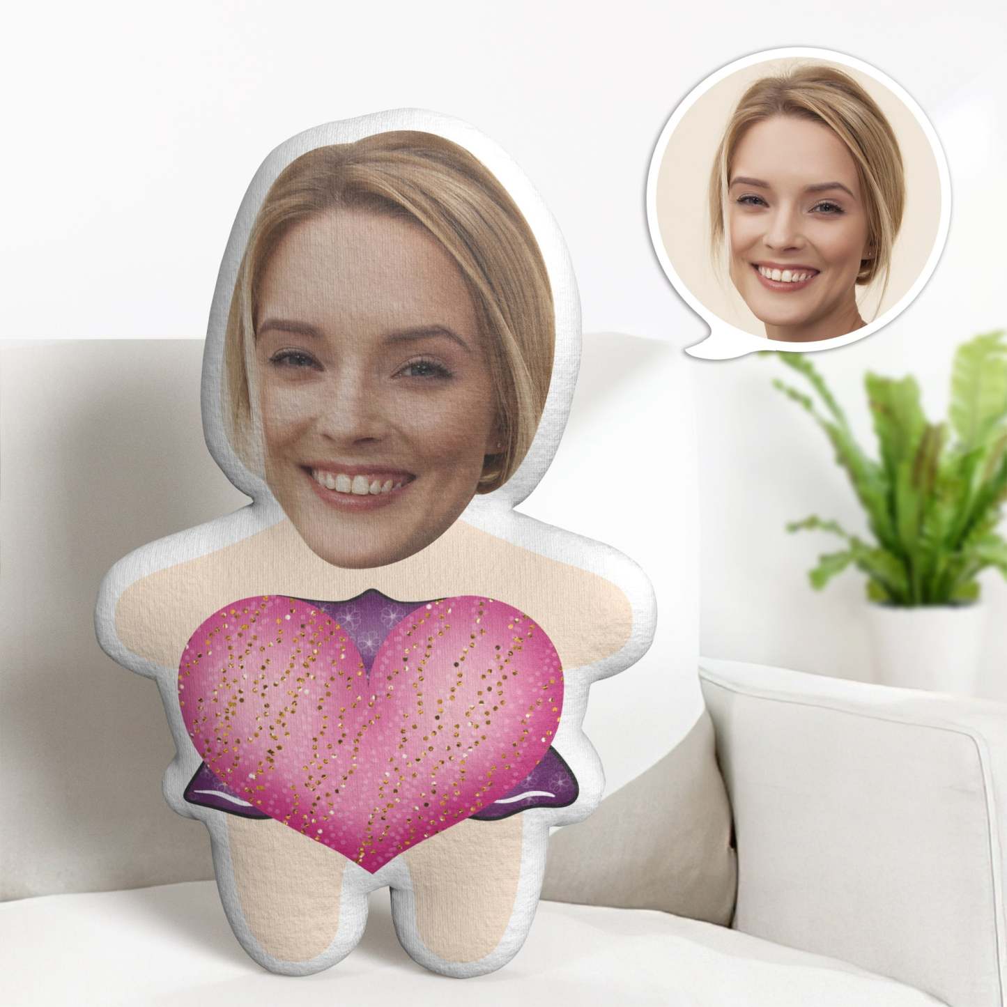Custom Face Minime Throw Pillow Valentine's Day Pillow Funny Throw Pillow Gifts - Bestchristmasgifts