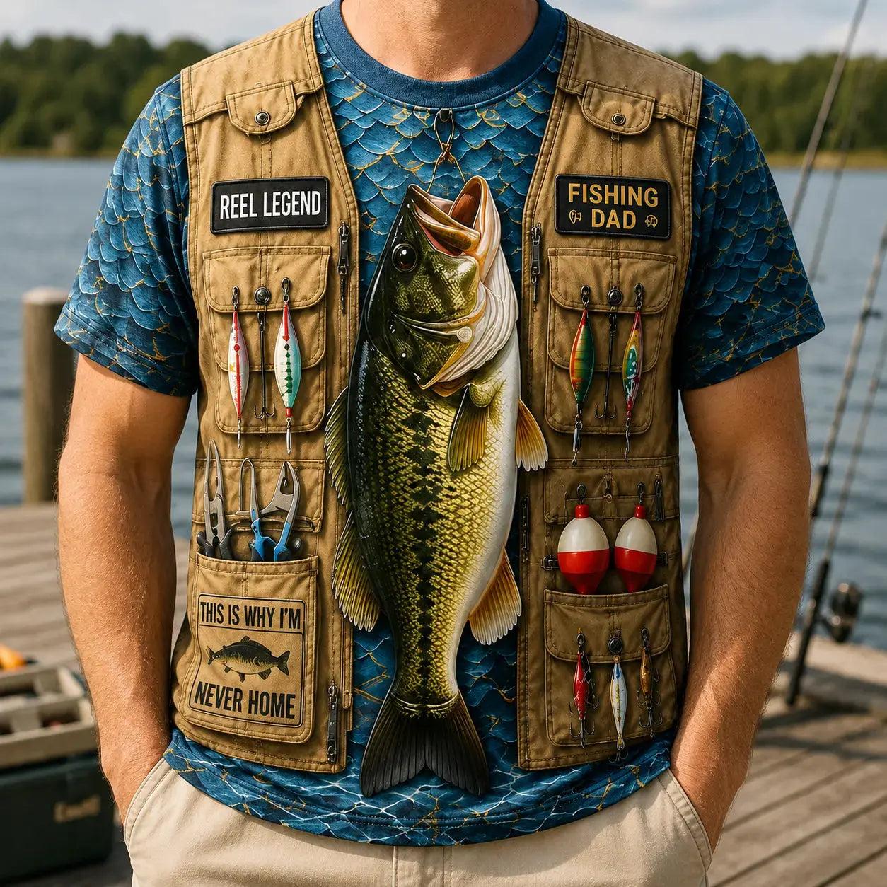 Reel Legend Fishing Dad All Over Print T-Shirt - Bestchristmasgifts