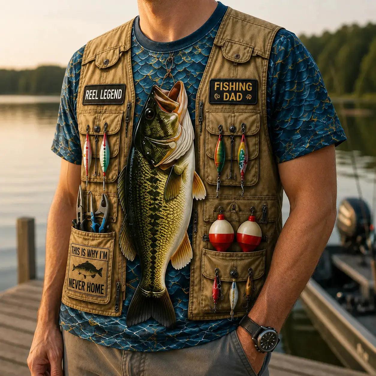 Reel Legend Fishing Dad All Over Print T-Shirt - Bestchristmasgifts