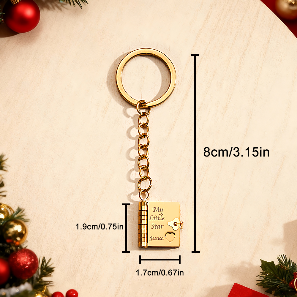 Personalized My Little Star Book Necklace – A Letter to My Daughter in a Locket, Adjustable Pendant with Message Inside, Meaningful Christmas Jewelry Gift