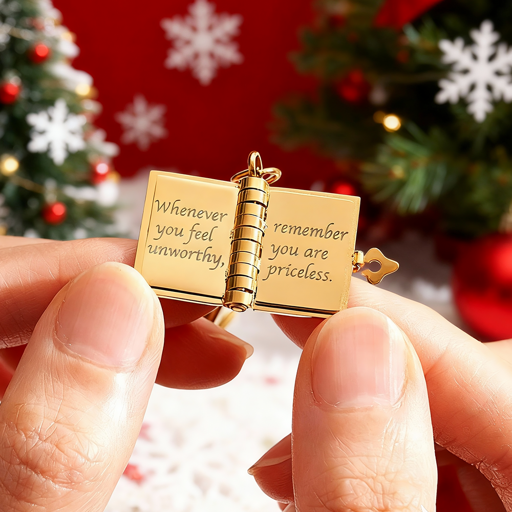 Personalized My Little Star Book Necklace – A Letter to My Daughter in a Locket, Adjustable Pendant with Message Inside, Meaningful Christmas Jewelry Gift