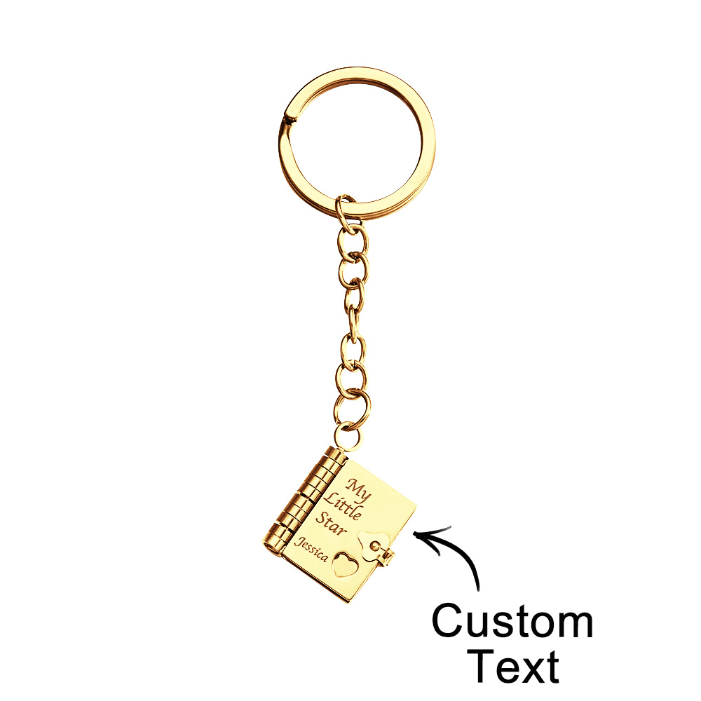 Personalized My Little Star Book Keychain – A Letter to My Daughter in a Locket, Adjustable Pendant with Message Inside, Meaningful Jewelry Gift