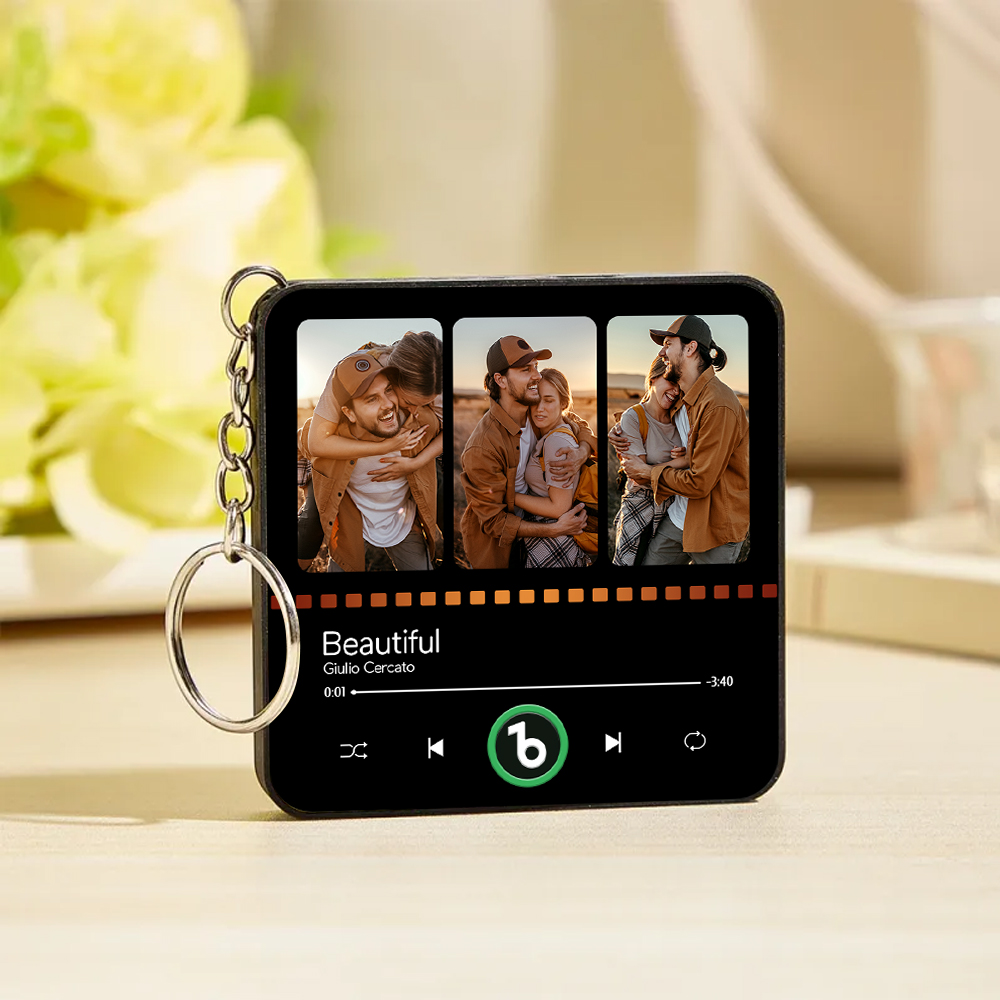 Custom Music Mini Fridge Magnet Keychain with Photo Personalized Mini Music Refrigerator Magnet Keychain Song Album Cover for Her Anniversary Gifts - Bestchristmasgifts