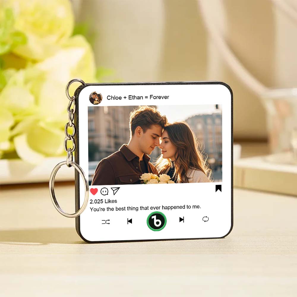 Custom Mini Music Fridge Magnet Keychain Gifts for Her Him Personalized Photo Music Refrigerator Magnet Keychain Gifts for Her Unique Gift for Anniversary - Bestchristmasgifts