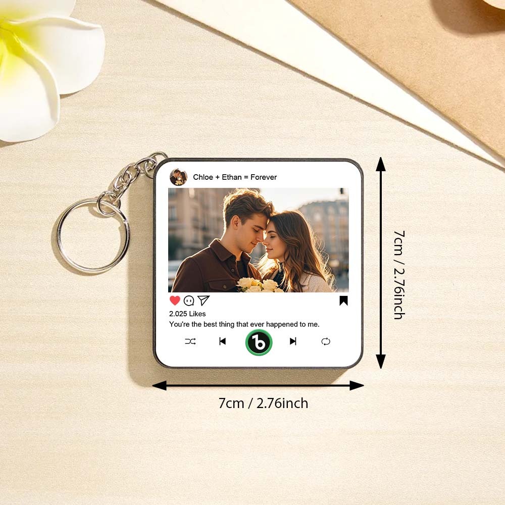 Custom Mini Music Fridge Magnet Keychain Gifts for Her Him Personalized Photo Music Refrigerator Magnet Keychain Gifts for Her Unique Gift for Anniversary - Bestchristmasgifts