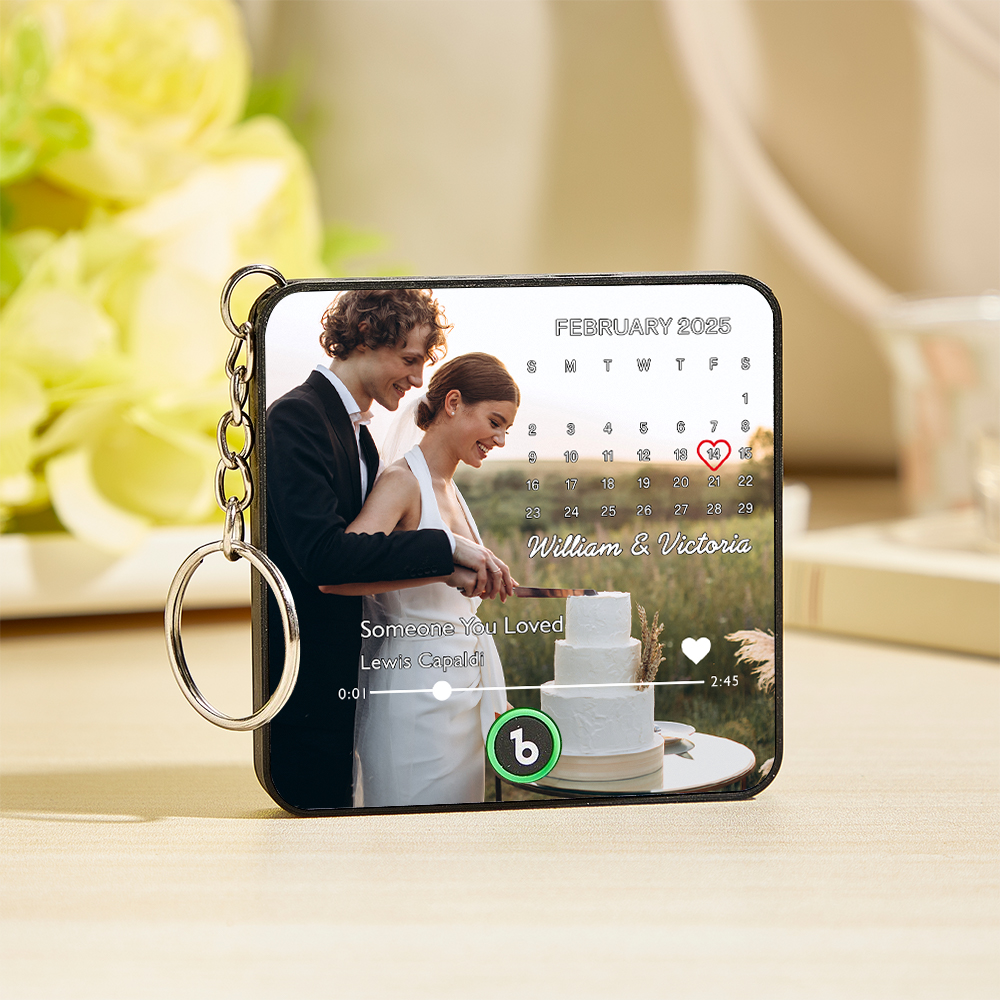 Custom Music Gift Mini Fridge Magnet Keychain with Custom Date Custom Photo Music Box Play Song Wedding Gift For Her Photo Music Magnet Keychain Anniversary Gifts for Couple - Bestchristmasgifts