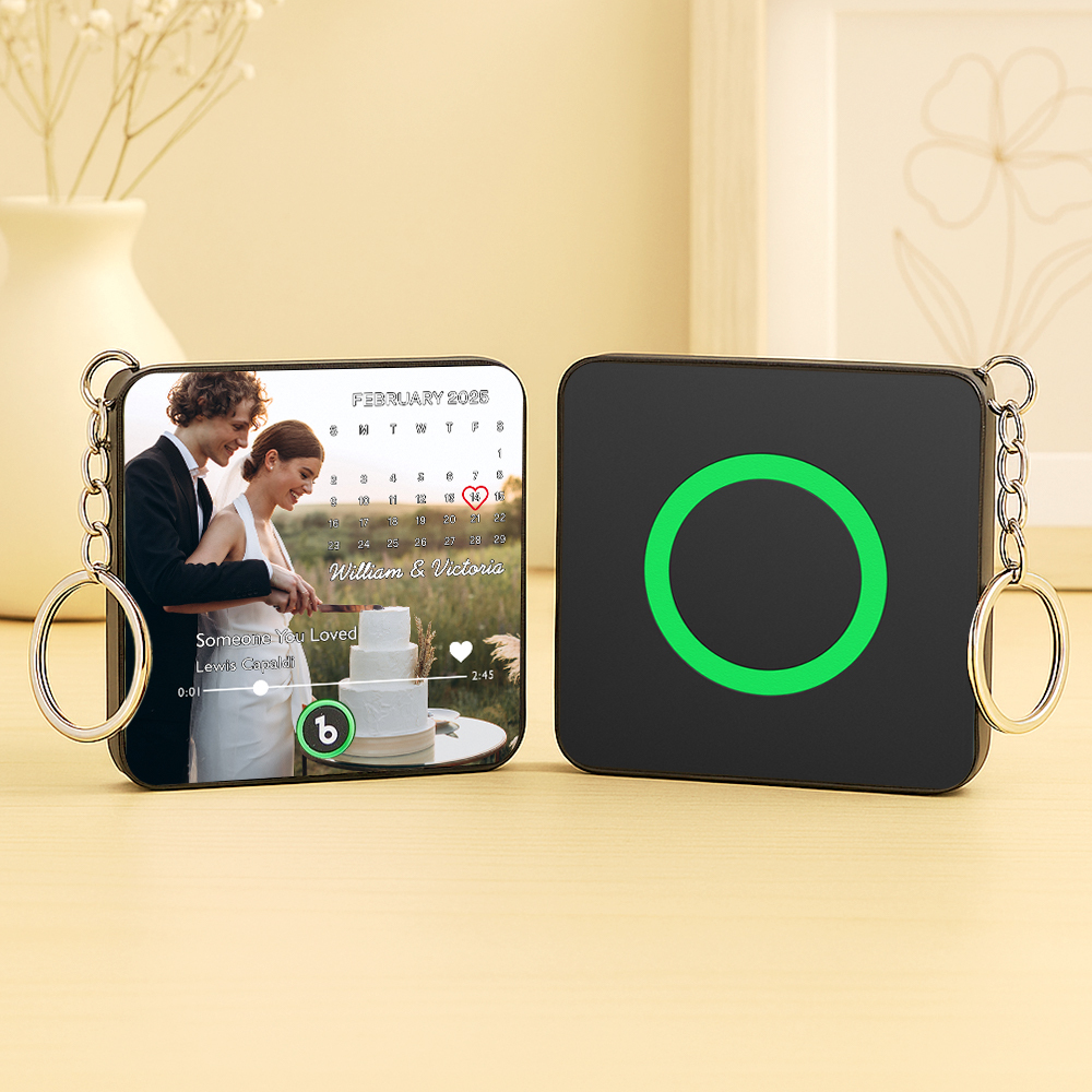 Custom Music Gift Mini Fridge Magnet Keychain with Custom Date Custom Photo Music Box Play Song Wedding Gift For Her Photo Music Magnet Keychain Anniversary Gifts for Couple - Bestchristmasgifts