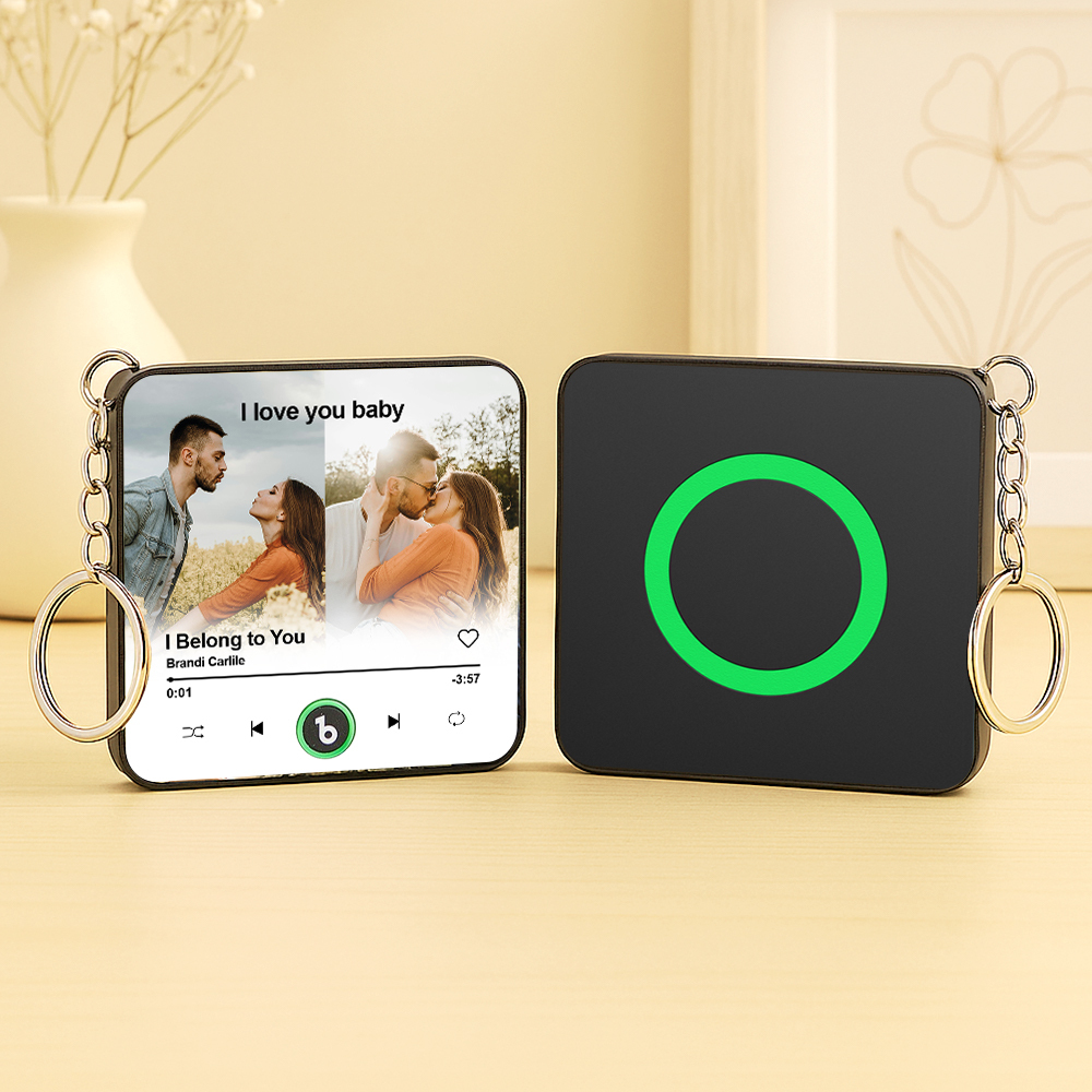 Custom Mini Music Fridge Magnet Keychain Personalized 2 Photos Song Magnet Keychain Valentine's Day Gift Anniversary Gift for Lover - Bestchristmasgifts