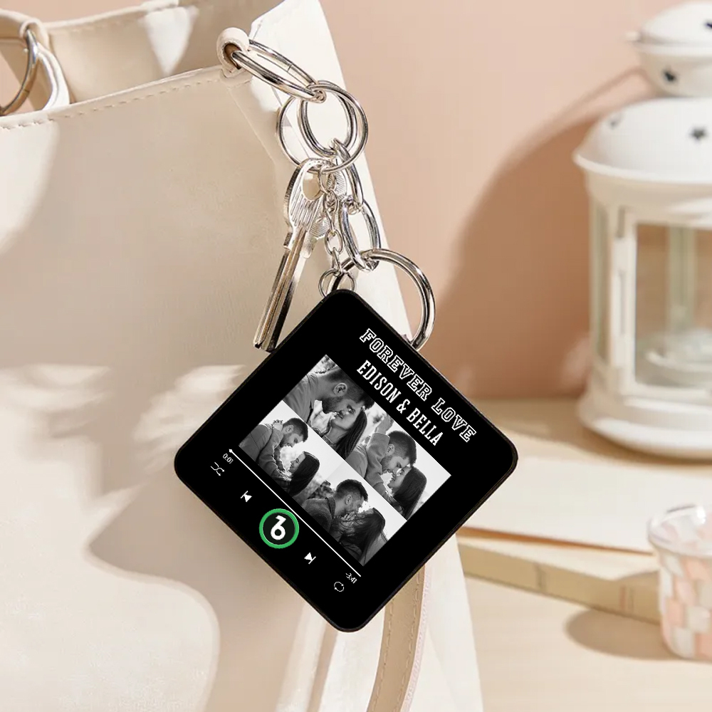 Custom Mini Music Fridge Magnet Keychain Personalized 4 Photos Song Magnet Keychain Valentine's Day Gift Anniversary Gift for Lover - Bestchristmasgifts