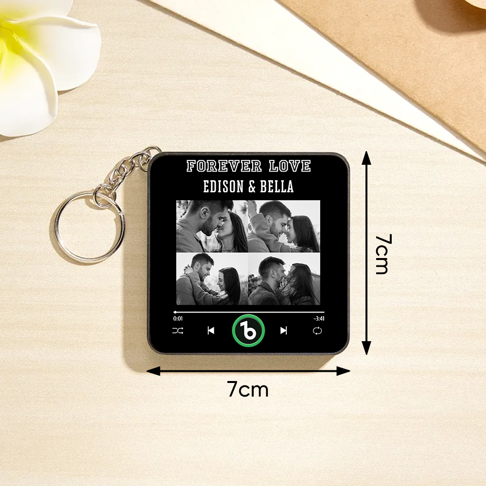 Custom Mini Music Fridge Magnet Keychain Personalized 4 Photos Song Magnet Keychain Valentine's Day Gift Anniversary Gift for Lover - Bestchristmasgifts