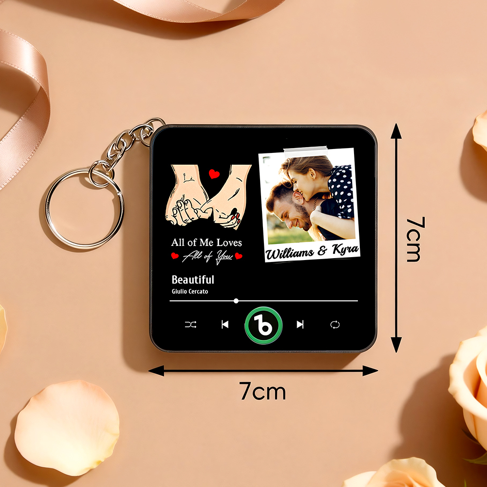 Personalized Photo Music Keychain Fridge Magnet Best Gift for Couple "All Of Me Loves All Of You"  Valentine`s Day Gifts for Couple - Bestchristmasgifts