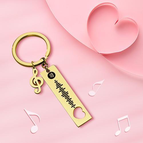 Custom Spotify Code Scannable Music Keychain with Note Black - Bestchristmasgifts