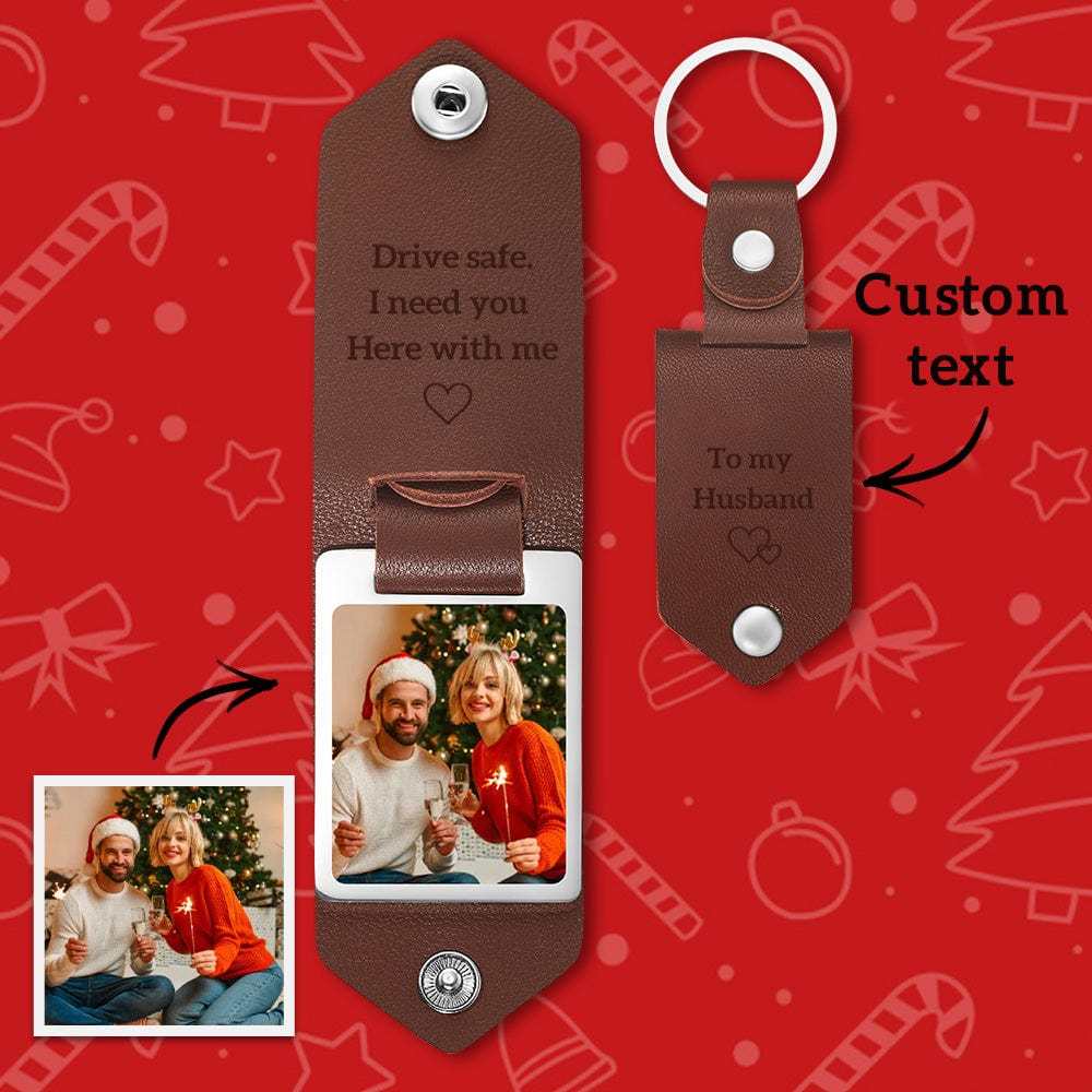 Christmas Gifts for Him Custom Leather Keychain Personalized Engrave Keychain - Giftlab