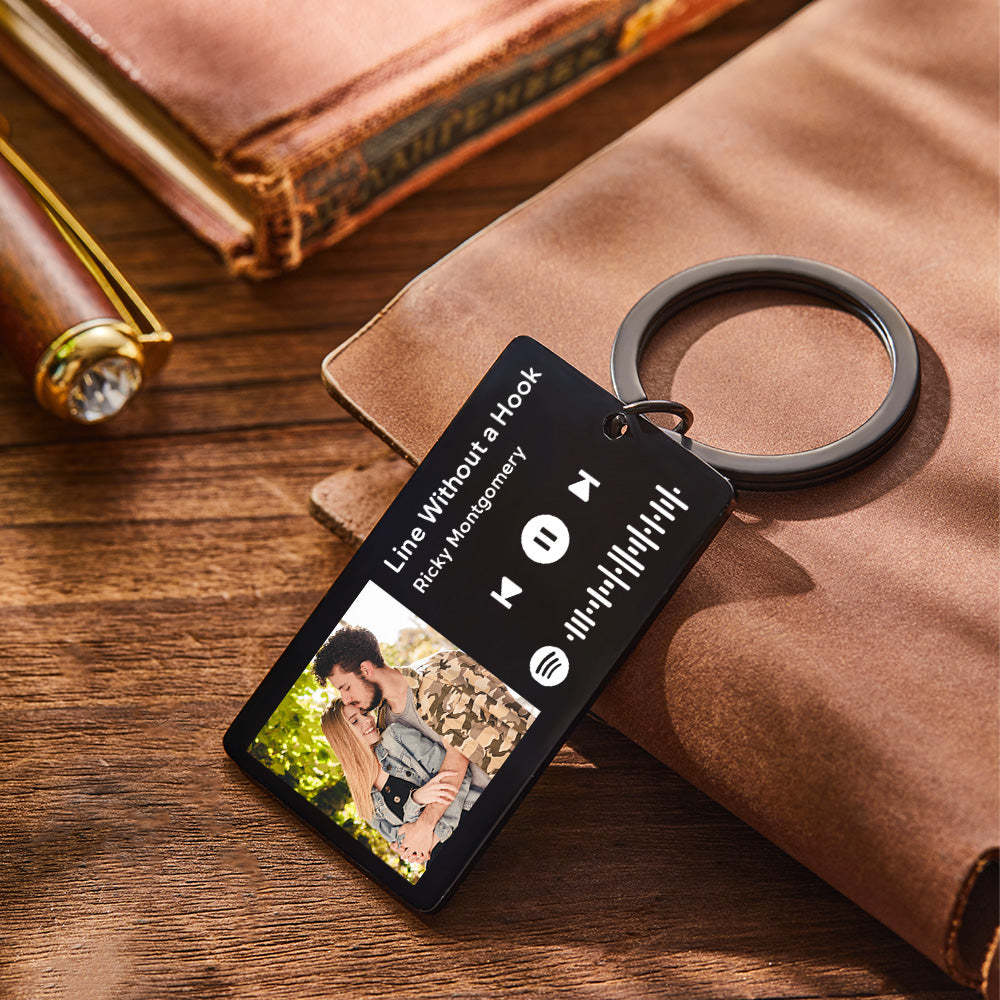 Custom Spotify Music Tag Keychain Personalized Scannable Music Song Key Chain Gifts for Him - customphotokeychain