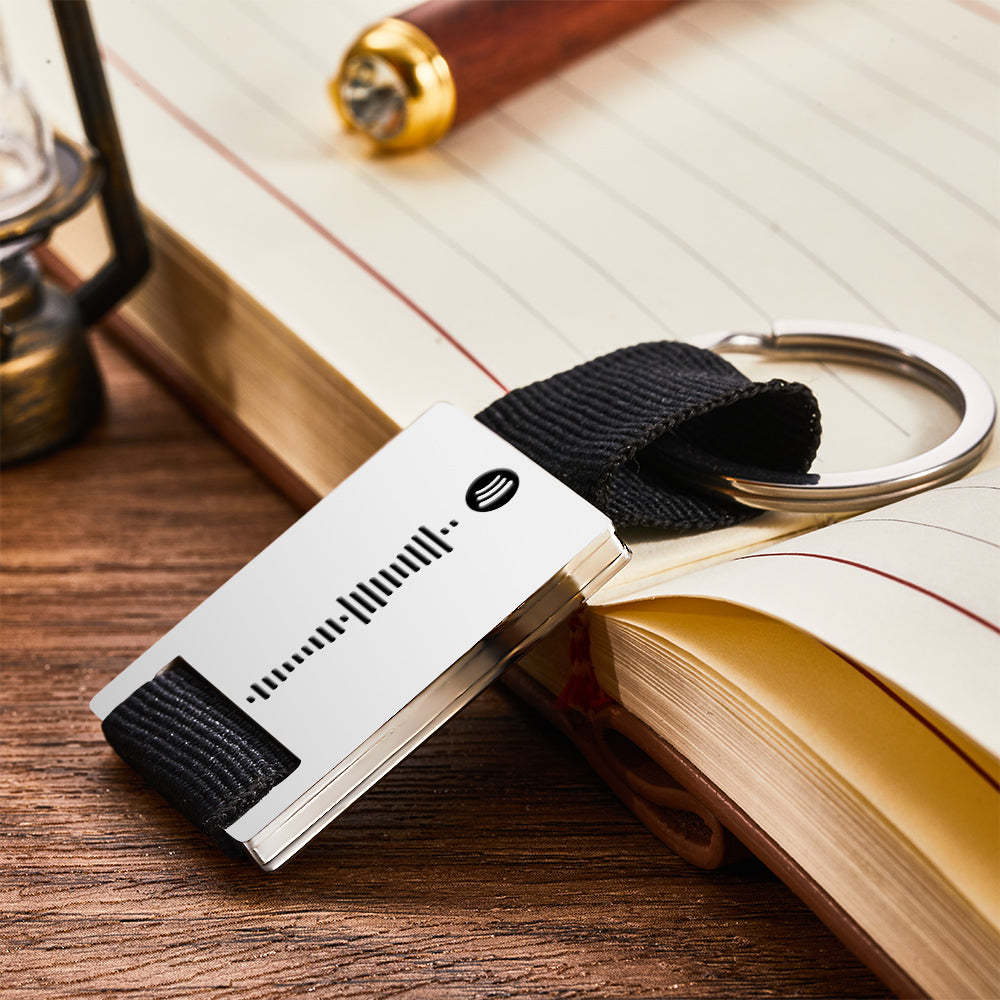 Custom Engraved Spotify Code Keychain Scannable Music Plaque Key Chain for Him - customphotokeychain