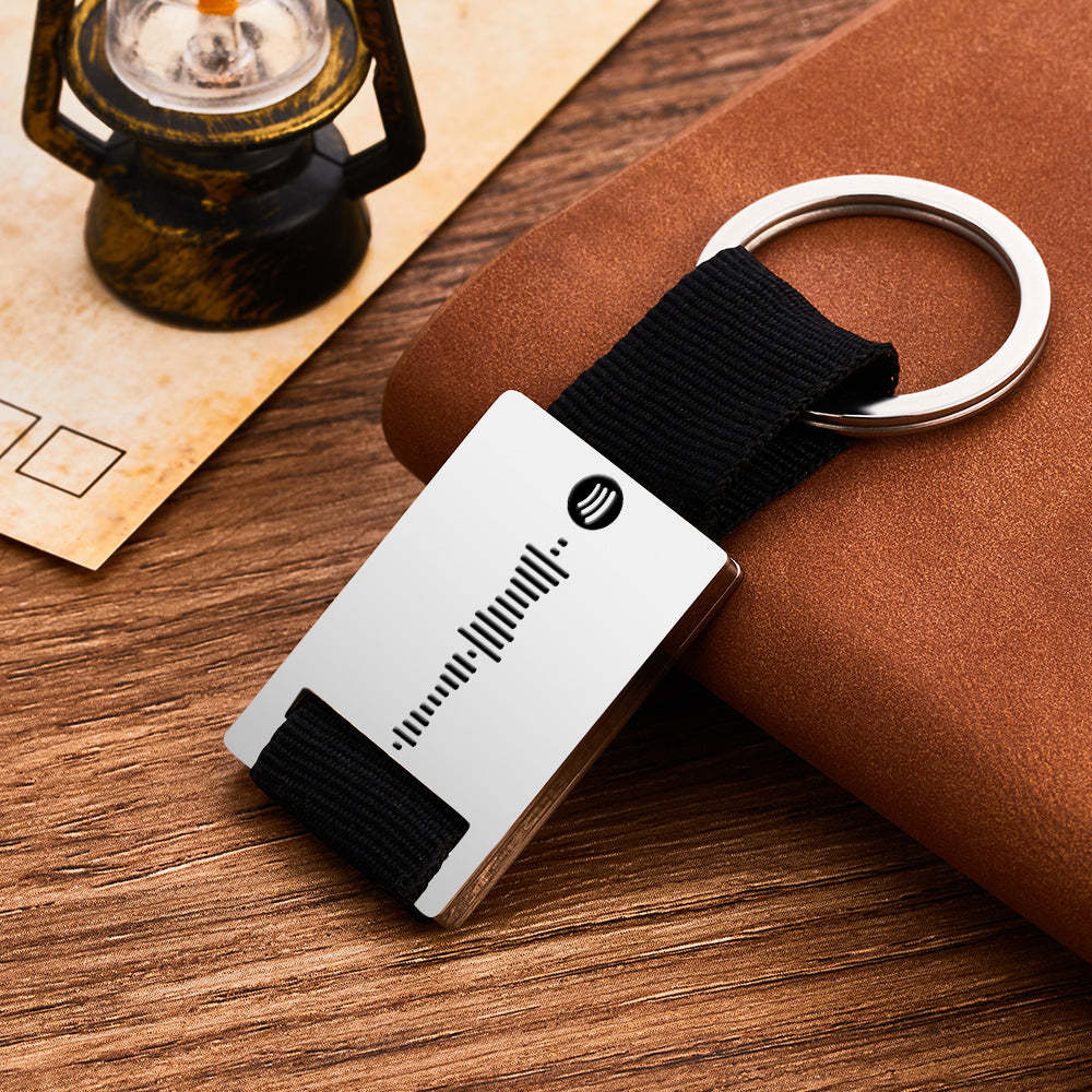 Custom Engraved Spotify Code Keychain Scannable Music Plaque Key Chain for Him - customphotokeychain