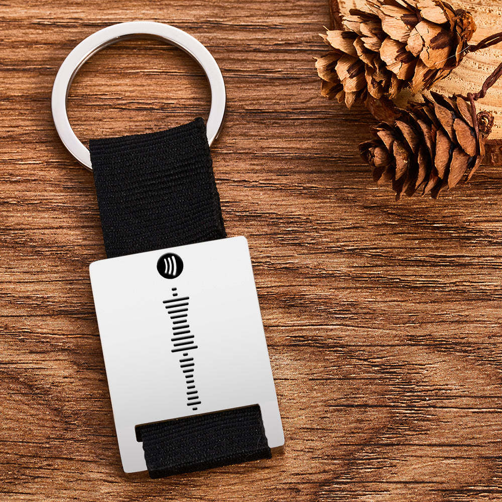Custom Engraved Spotify Code Keychain Scannable Music Plaque Key Chain for Him - customphotokeychain