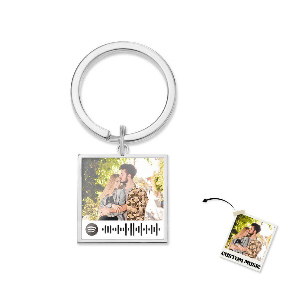 Spotify Playlist Code Keychain Personalized Photo Music Song Keychain Memorial Gifts - customphotokeychain