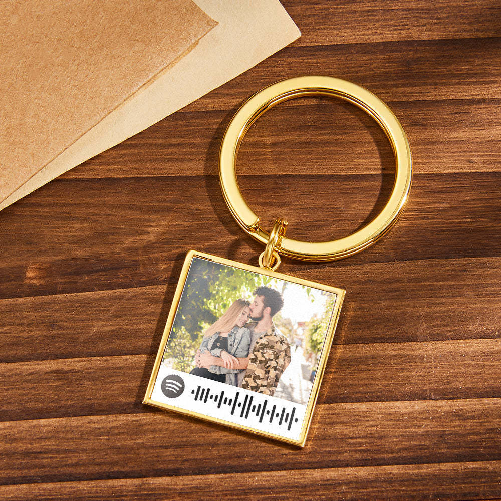Spotify Playlist Code Keychain Personalized Photo Music Song Keychain Memorial Gifts - customphotokeychain
