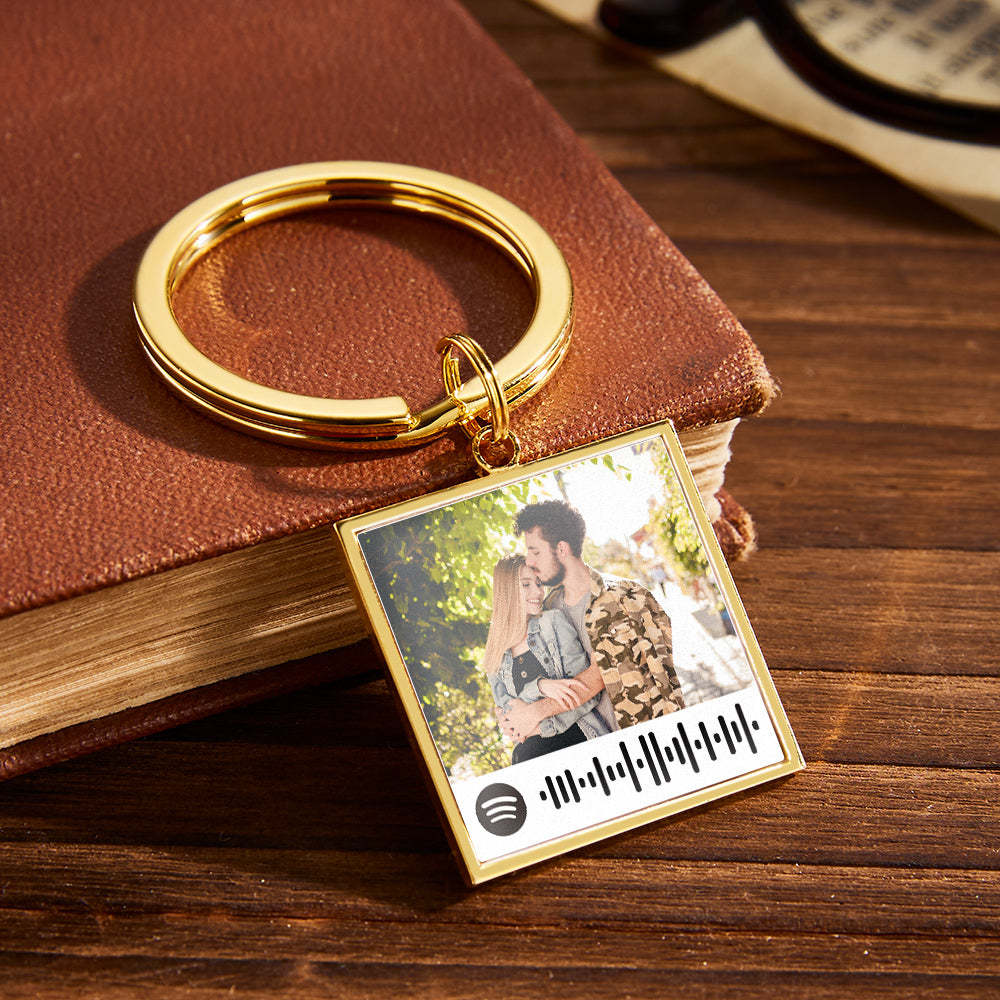 Spotify Playlist Code Keychain Personalized Photo Music Song Keychain Memorial Gifts - customphotokeychain