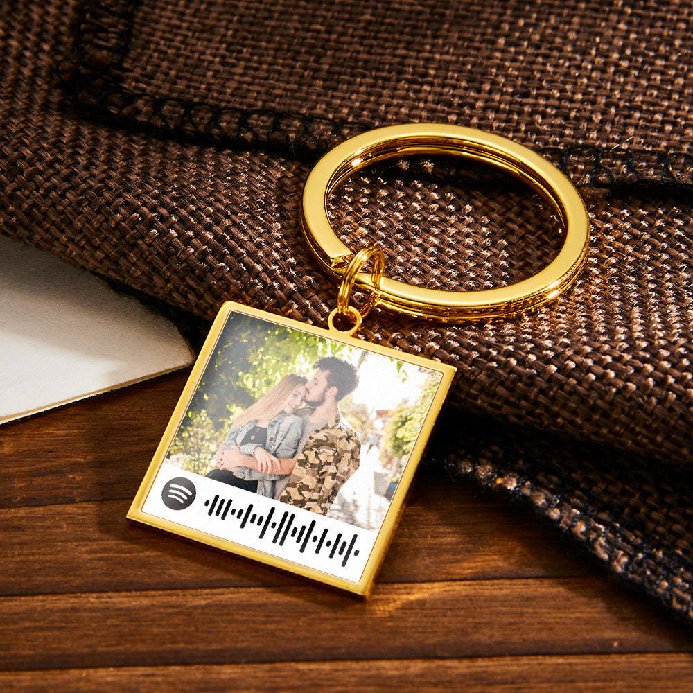 Spotify Playlist Code Keychain Personalized Photo Music Song Keychain Memorial Gifts - customphotokeychain