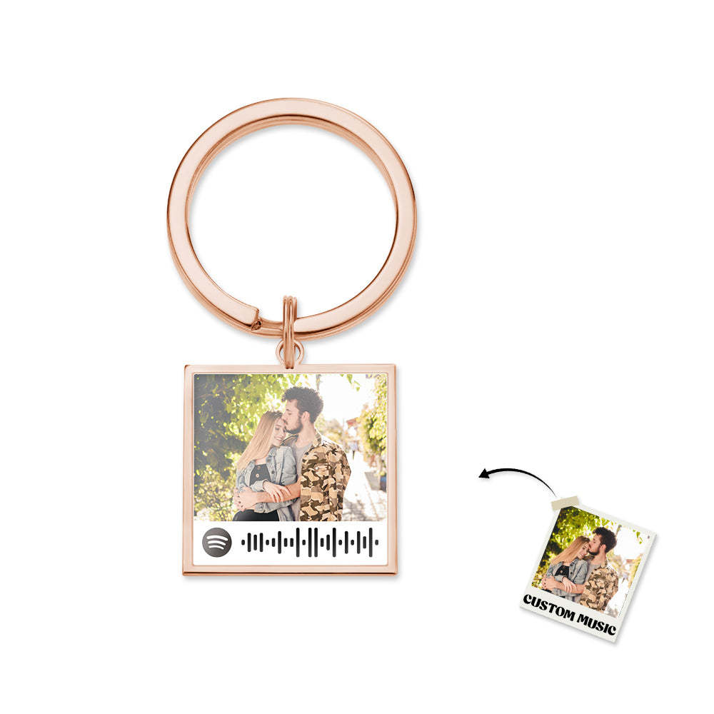 Spotify Playlist Code Keychain Personalized Photo Music Song Keychain Memorial Gifts - customphotokeychain
