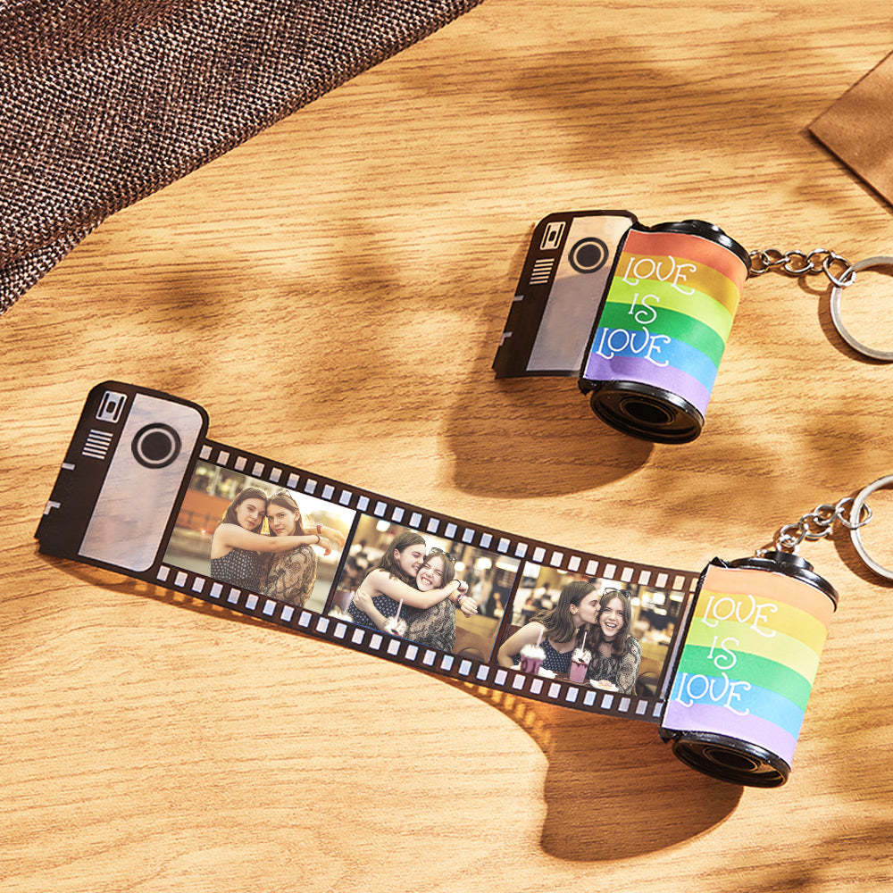 Custom Rainbow Film Roll Keychain Personalized Multiphoto Roll Keychain Gift for LGBT - Bestchristmasgifts