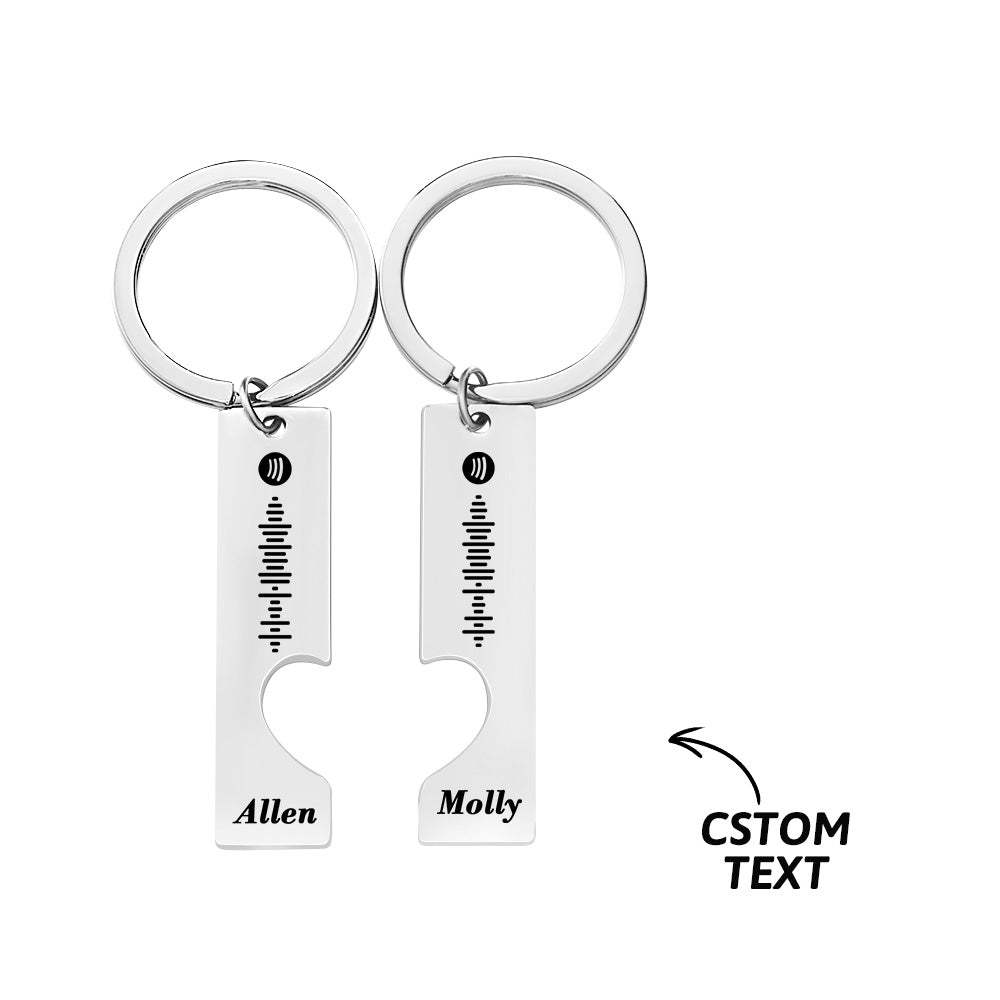 Scannable Custom Spotify Code Personalized Name Keyring 2pcs a Set For Valentine's Day Gift - Bestchristmasgifts