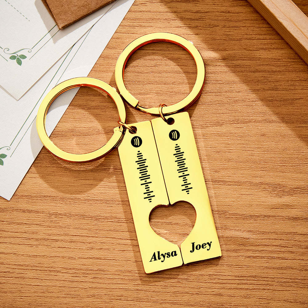 Scannable Custom Spotify Code Personalized Name Keyring 2pcs a Set For Valentine's Day Gift - Bestchristmasgifts