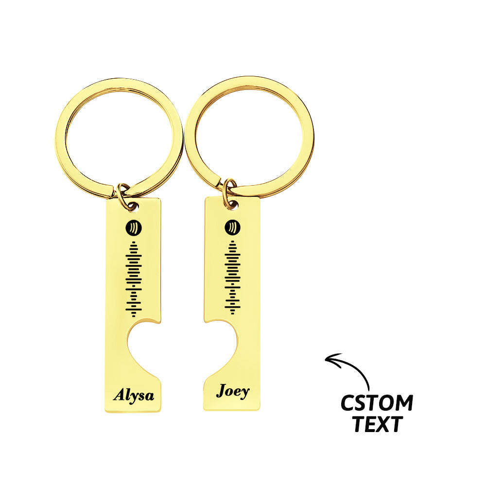 Scannable Custom Spotify Code Personalized Name Keyring 2pcs a Set For Valentine's Day Gift - Bestchristmasgifts