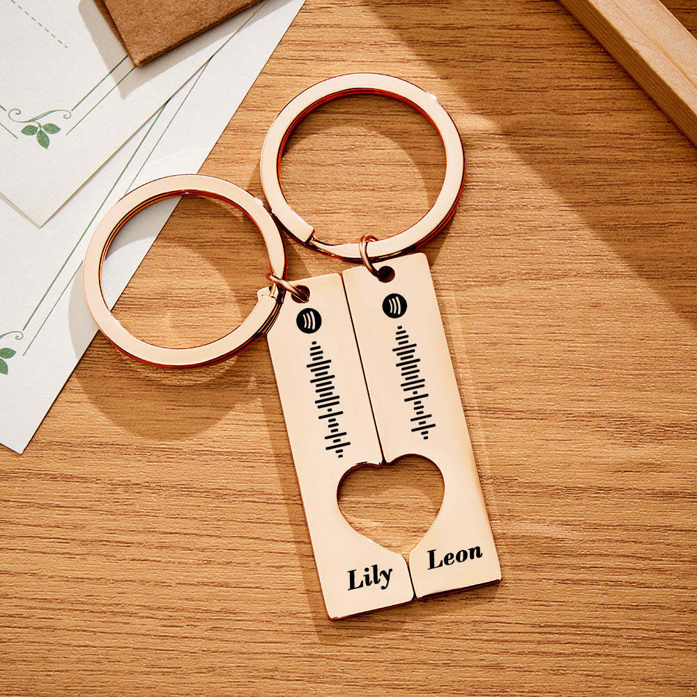 Scannable Custom Spotify Code Personalized Name Keyring 2pcs a Set For Valentine's Day Gift - Bestchristmasgifts