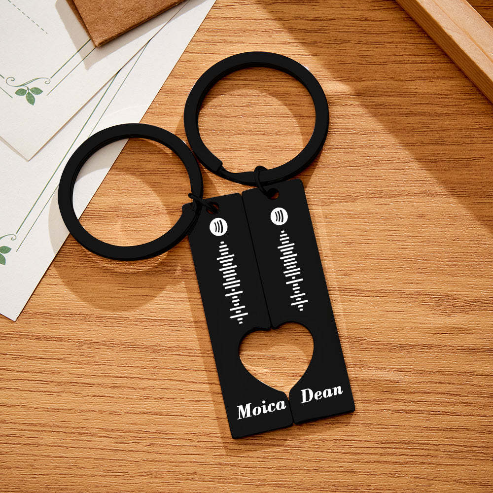 Scannable Custom Spotify Code Personalized Name Keyring 2pcs a Set For Valentine's Day Gift - Bestchristmasgifts