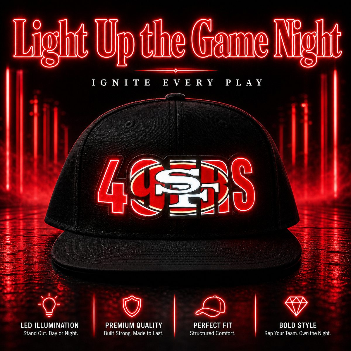 Football Fan LED Light-Up Snapback Cap - Bestchristmasgifts