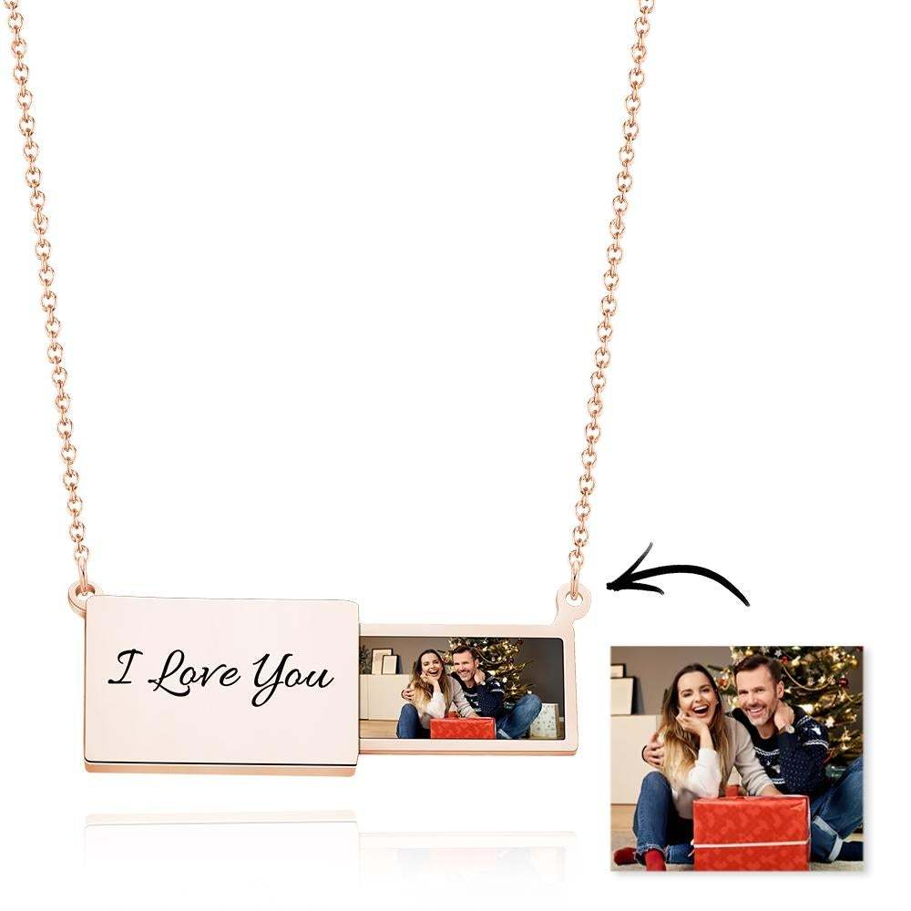 Custom Engraved Photo Necklace Pull-out Creative Commemorative Gifts f