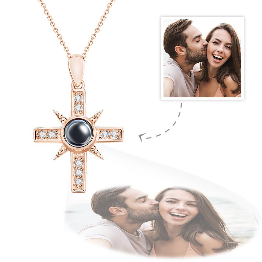 Personalized Cross Photo Projection Necklace Custom Photo Jewelry Gifts for Women - Bestchristmasgifts