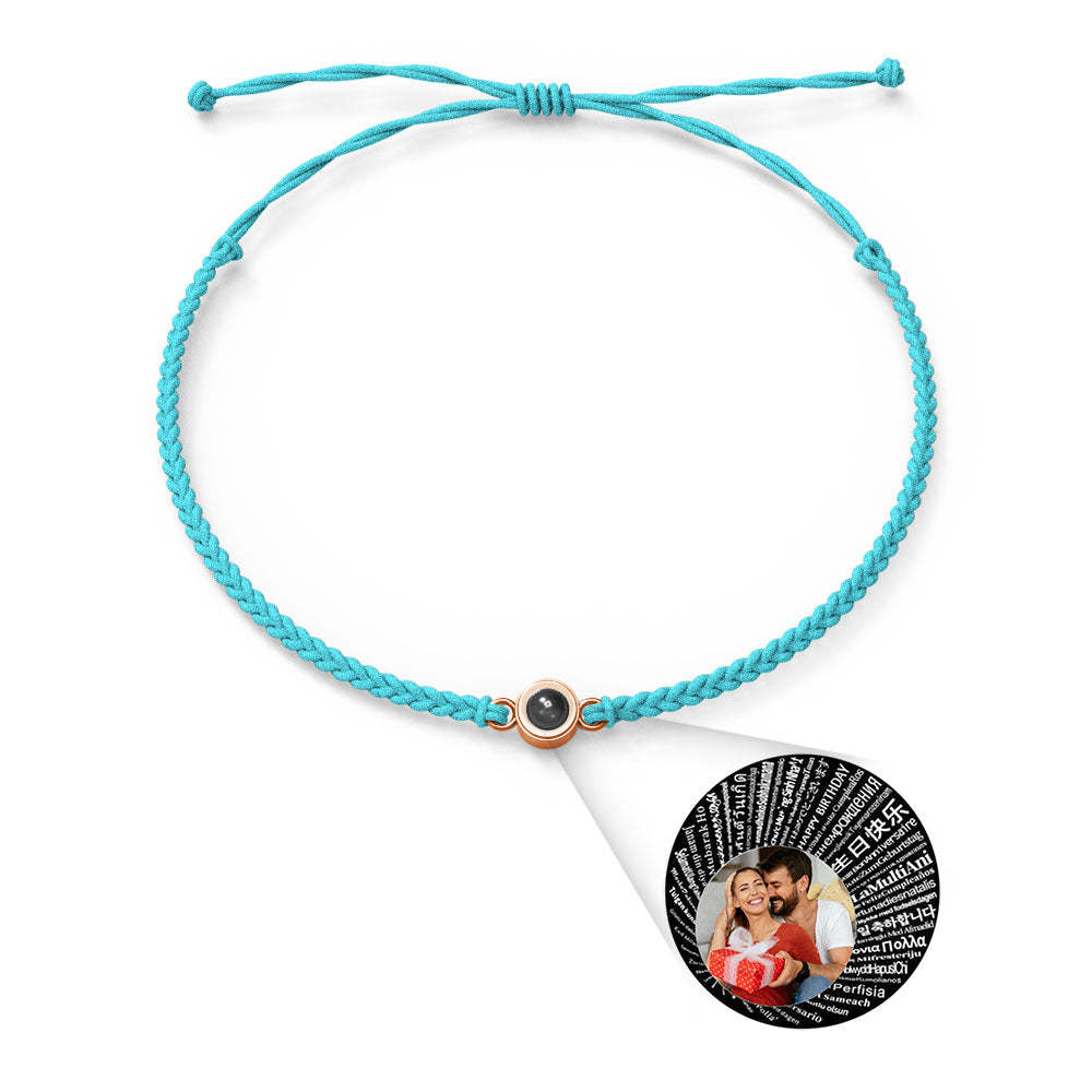 Personalized Photo Projection Charm Bracelet Multiple Colors Styles I love you in 100 languages Minimalist Photo Jewelry Birthday Gift for Her - SantaSocks