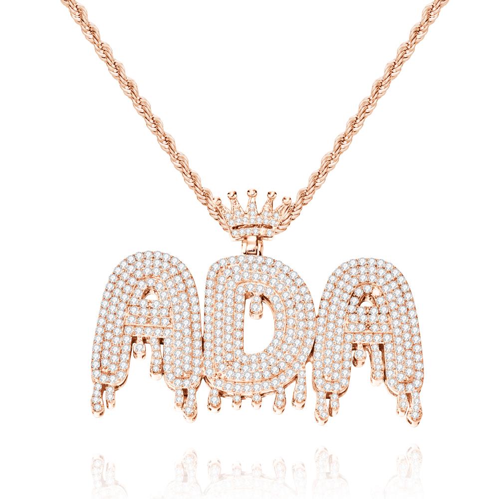 Custom Initial Letter Necklace Personalized Bling Name Pendant Hip Hop Necklace for Men Women - Bestchristmasgifts