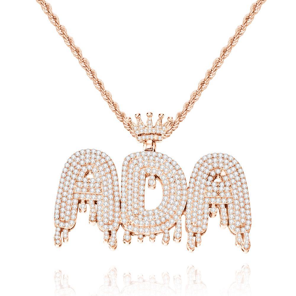 Custom Initial Letter Necklace Personalized Bling Name Pendant Hip Hop Necklace for Men Women - Bestchristmasgifts